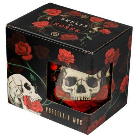 Image 3 of Skulls & Roses Porcelain Mug. Free uk Postage
