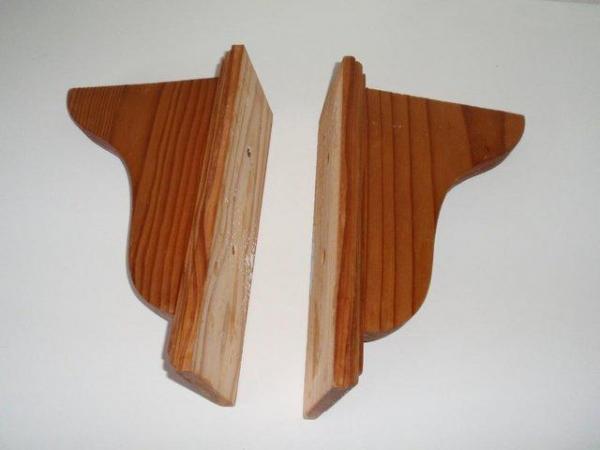 Image 1 of Pair of Shaped Pine Wood Wall Brackets
