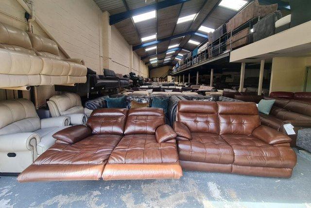 Image 10 of La-z-boy Knoxville brown leather pair of 2 seater sofas