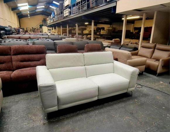 Image 7 of Sienna white leather electric recliner 3 seater sofa