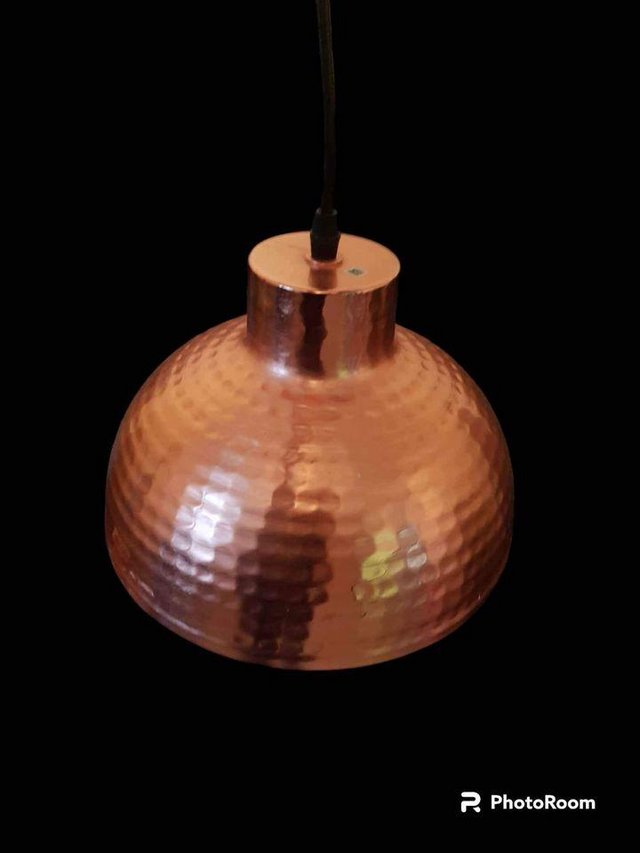 Preview of the first image of Pair of Mark Slojd hammered copper pendant lights.