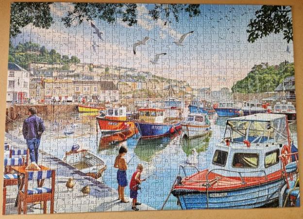 Image 3 of 1000 piece jigsaw called CRABBING AT THE HARBOUR by W.H.SMIT