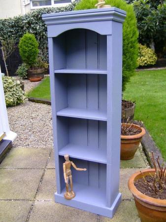 Image 3 of Pine bookcase in grey eggshell