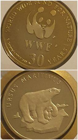 Image 1 of WWF 30th Anniversary Medal/FDC Coin/Stamp Set Polar Bear