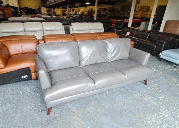 Image 6 of Ex-display Angelo grey leather 3 seater sofa