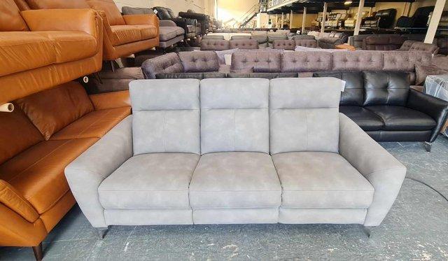 Image 7 of Dylan Oxford grey fabric electric recliner 3 seater sofa