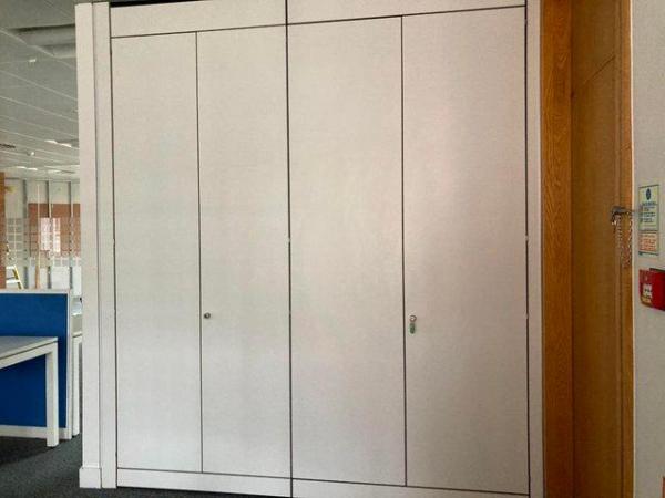 Image 7 of Lockable 4 door white office tall double cupboards/storage