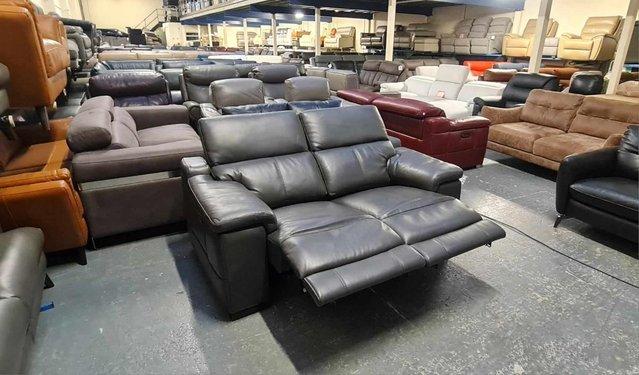 Image 4 of Laurence dark grey leather electric recliner 2 seater sofa
