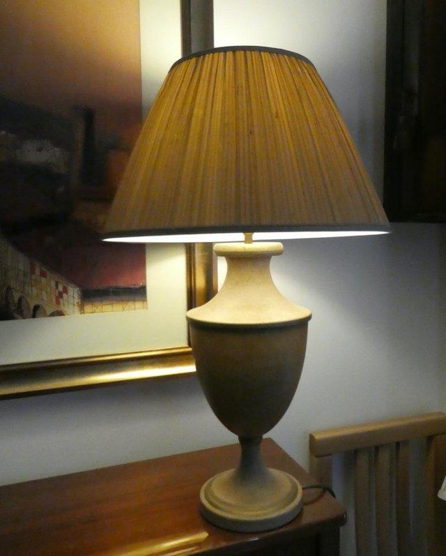 Preview of the first image of Two identical Pottery table lamps with shades. Fully working.