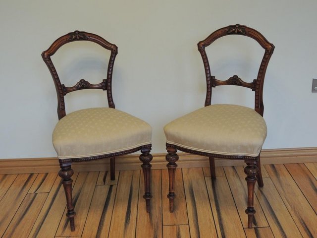 Preview of the first image of Pair of Victorian Walnut Chairs (UK Delivery).