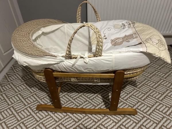 Image 1 of Moses basket with rocking stand