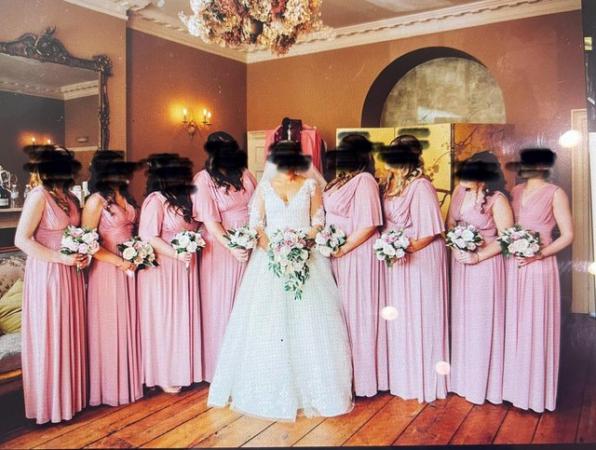 Image 2 of Lipsy bridesmaid pink long dress