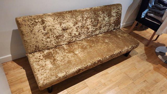 Image 2 of Gold Sofa Bed 3 Seat (Single Bed) + Matching Pillows