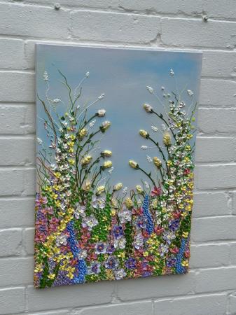 Image 1 of Flower painting impasto style 3 dimensional