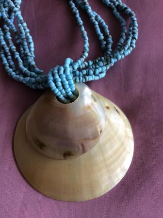 Image 2 of Mother of pearl pendant with turquoise beads