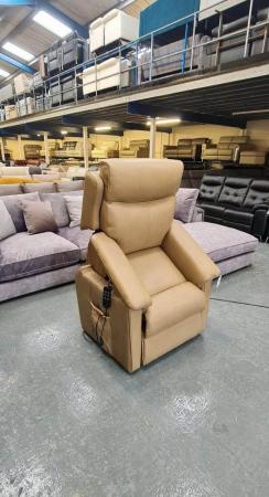 Image 2 of Parker Rise and Lift electric recliner cream leather chair