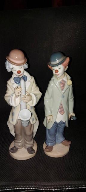 Preview of the first image of Vintage Lladro Clowns Sad Sax 5471 & Circus Sam 5472.