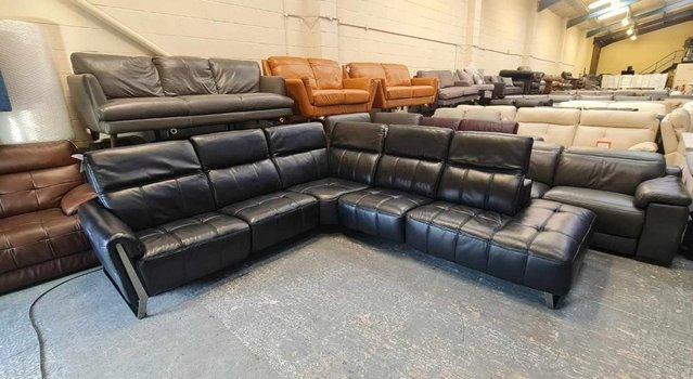 Image 5 of Ex-display Packham black leather recliner corner sofa