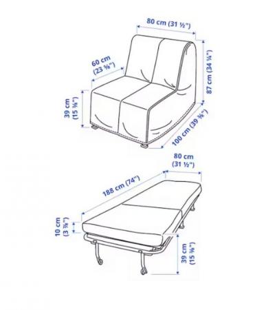 Image 2 of IIkea LYCKSELE LÖVÅS chair bed single