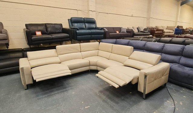 Image 5 of New Torres cream leather electric recliner corner sofa