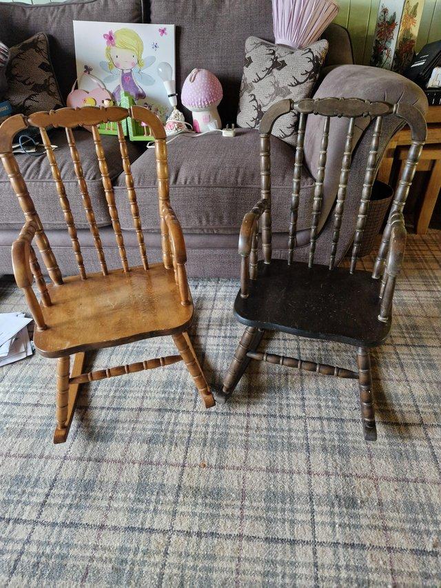 Preview of the first image of Two children's rocking chairs.
