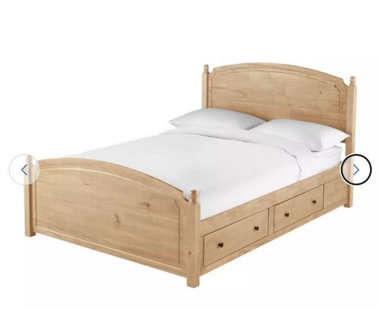 Image 2 of Like New King Size Pine Wooden bed- including Mattress