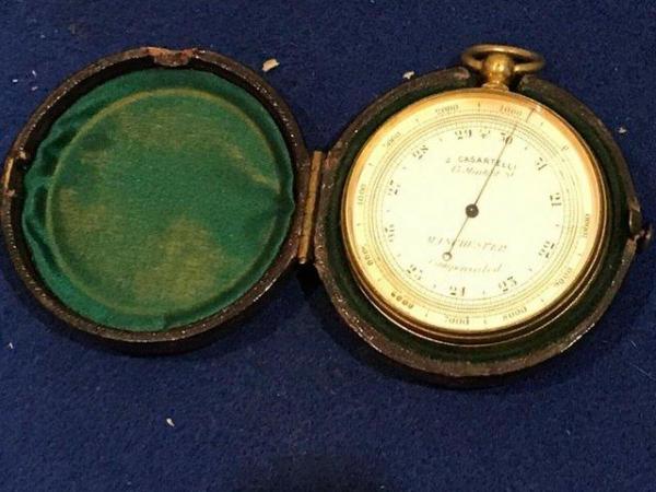 Image 1 of Hand held barometer in case fantastic Victorian item