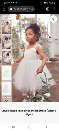 Image 1 of Ivory & white Flower girl wedding dress size 3-4
