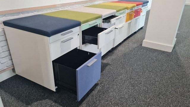 Image 3 of Office contrast white/coloured gloss 3 under desk drawers