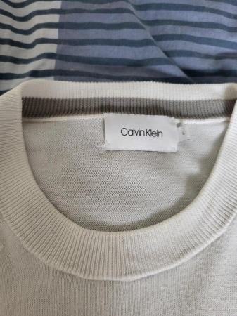 Image 3 of Calvin Klein Crew Neck Jumper White Mens Size L