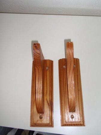 Image 2 of Pair of Shaped Pine Wood Wall Brackets