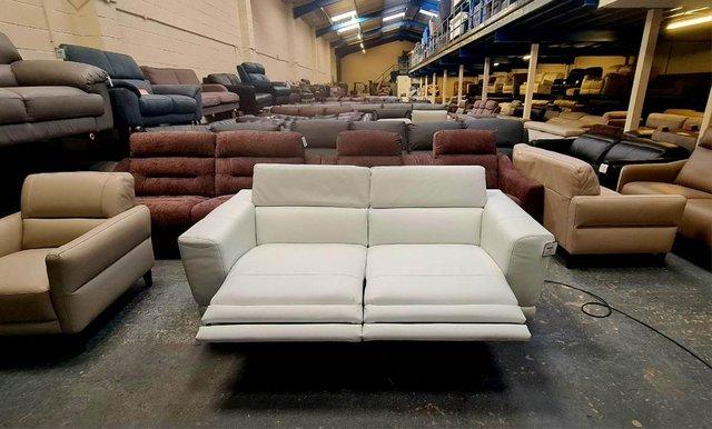 Image 13 of Sienna white leather electric recliner 3 seater sofa