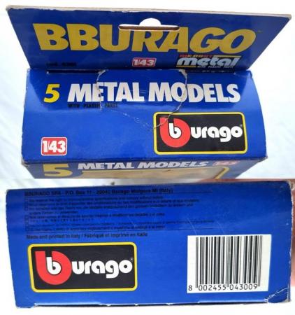 Image 3 of Bburago 5x Metal Car Models Diecast 1|43 (1990's)