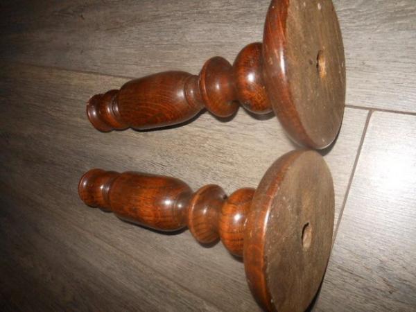 Image 2 of Candle Holders 10" Tall Pair Wooden Vintage