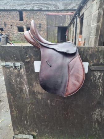 Image 3 of Bate brown leather saddle, good used condition