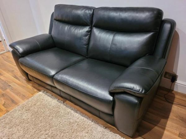 Image 3 of MINT CONDITION - 3 seat Real Leather Sofa (Furniture Village
