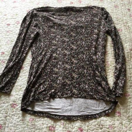 Image 2 of Baggy size 10 Cowl Neck Brown & Tiny Floral Top