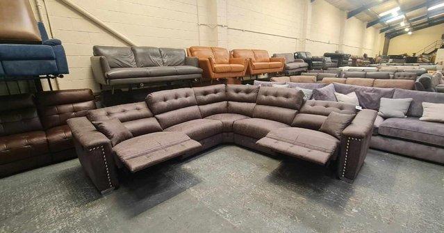 Image 13 of La-z-boy Hollywood brown fabric manual recliner corner sofa