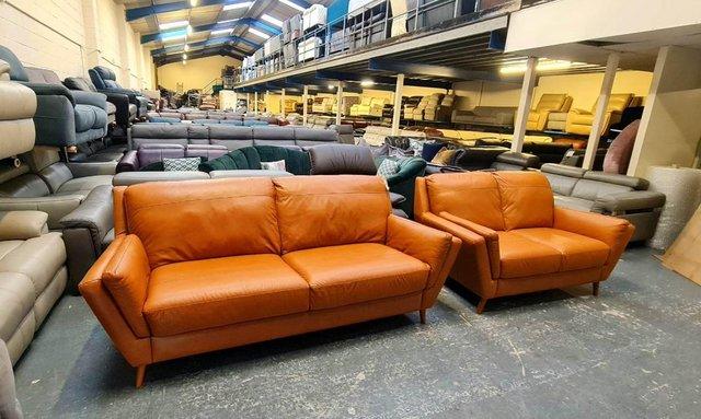 Image 2 of Fellini Alaska Brittany tan leather 3+2 seater sofas