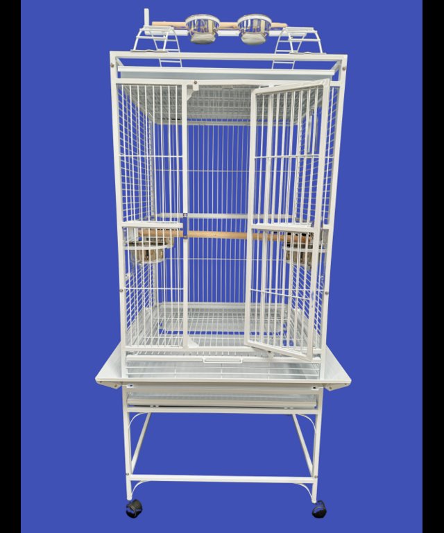 Preview of the first image of Parrot-Supplies Ohio Play Top Parrot Cage White.