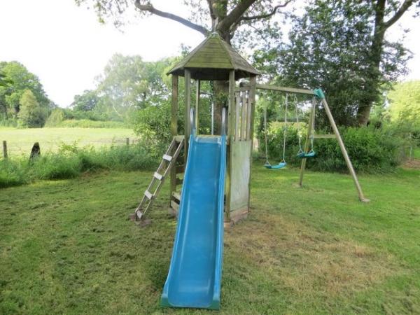 Image 1 of TP Wooden climbing frame , slide and swing set