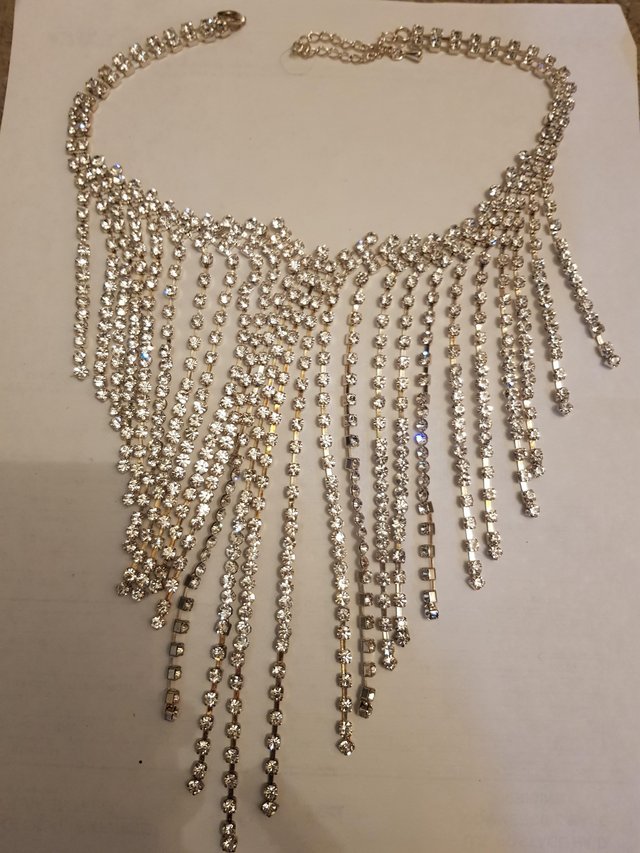 Preview of the first image of Costume Sparkling rhinestone crystal drippy necklace.
