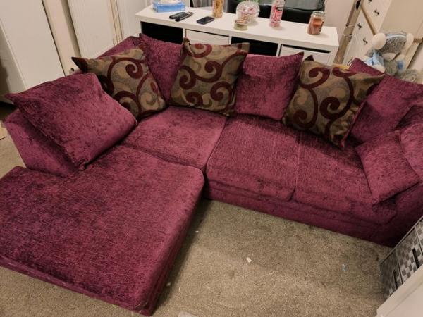 Image 2 of Purple corner sofa for sale ex cond