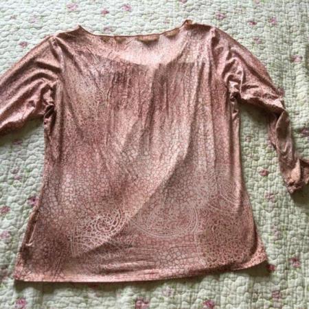 Image 2 of Size 16 PRINCIPLES 3/4 Sleeve Pinks Knotted Neck Top
