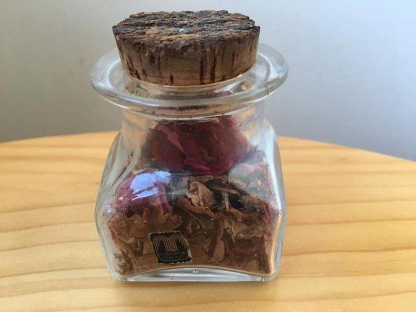 Image 1 of Vintage 1960s? Cascade jar, cork stopper + pot pourri.