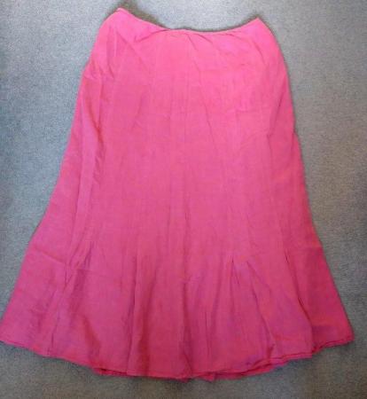 Image 1 of Marks and Spencer Per Una long pink linen skirt-size 14 (UK)