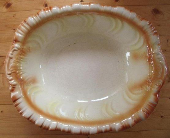Image 1 of Vintage-look very large/deep rectangular ceramic bowl.