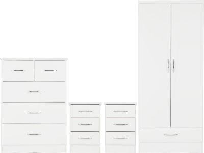 Preview of the first image of NEVADA 2 DOOR 1 DRAWER  WARDROBE BEDROOM SET IN WHITE GLOSS.