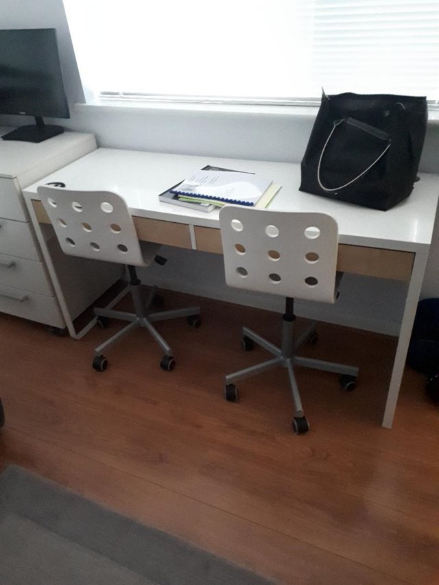 Preview of the first image of IKEA Childs double desk and chairs..