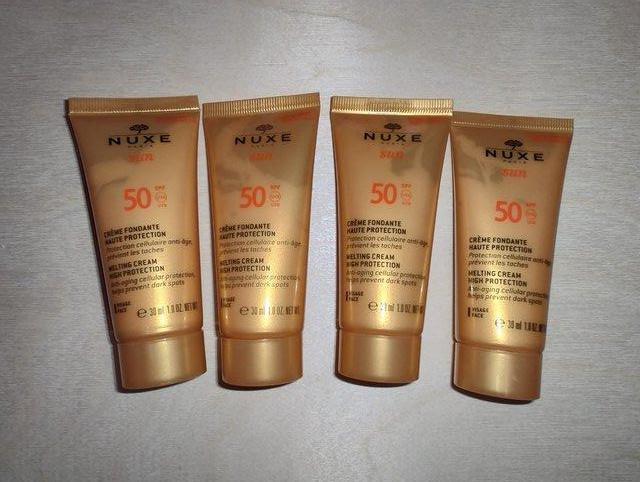 Preview of the first image of New Four Sealed Nuxe Paris Sun Face 50 SPF Creams.